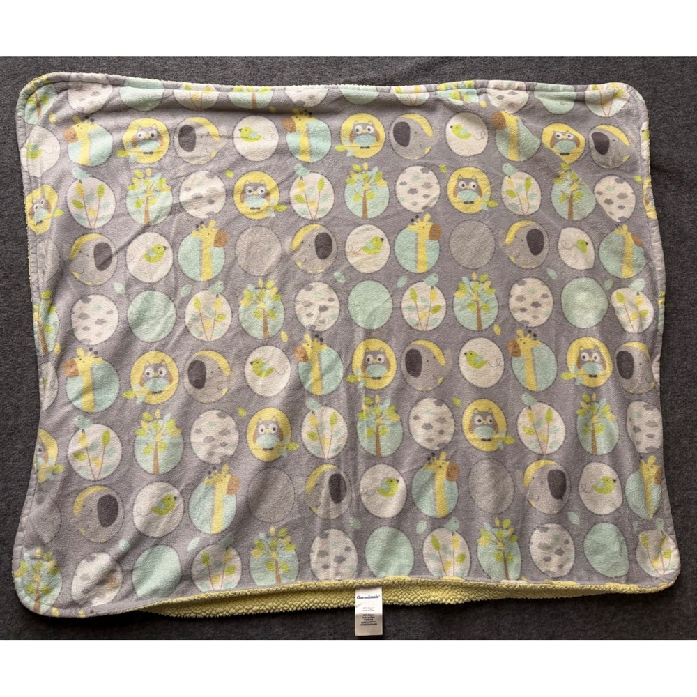 Garanimals Baby Blanket Gray Yellow Owl Giraffe Elephant Popcorn Sherpa GM45716N